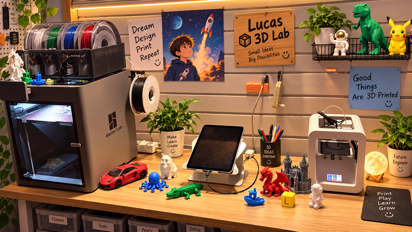 Lucas's 3D printing workspace