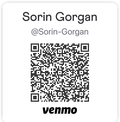 Venmo payment code for @Sorin-Gorgan